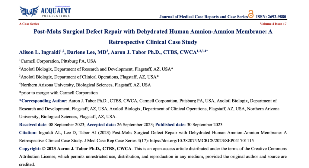 Post-Mohs Surgical Defect Repair with Dehydrated Human Amnion-Amnion Membrane